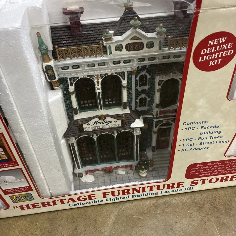 LEMAX Heritage Furniture Store Fiber Optic Lighted Christmas Building - Working!